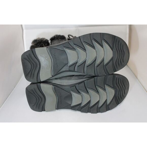 Lands End Suede Gray Boots Tie Lace Winter Furry Inside sz 7B Fur Warm - Picture 4 of 7